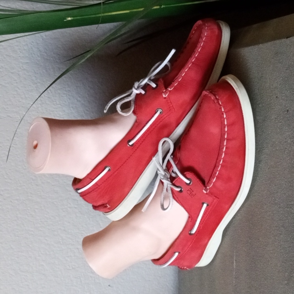 Carolina Herrera men's Red Neubuck Boat Shoes / Loafers. 8.5M